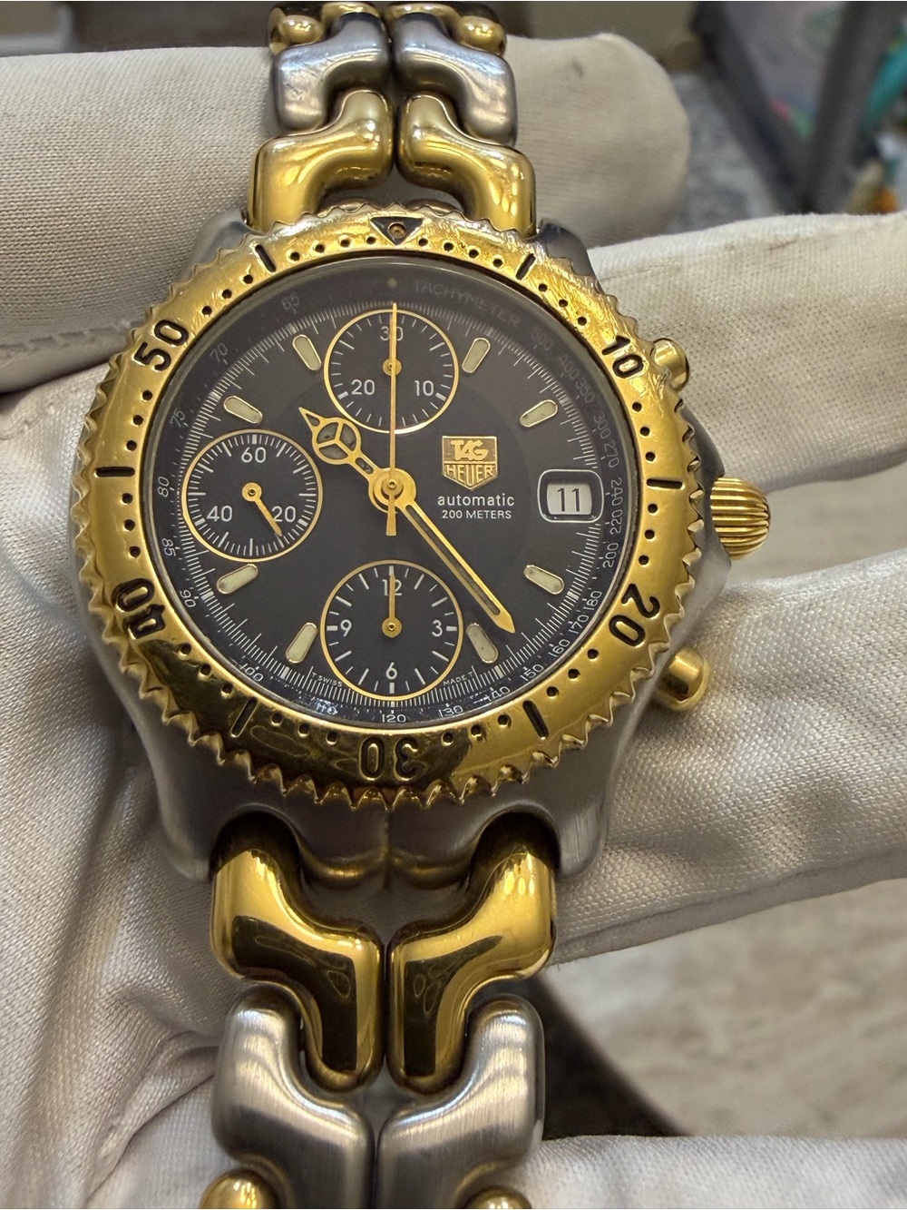 TAG Heuer S/el Automatic Chronograph CG2121-R0 Two-Tone Black Dial 39mm Men's - Picture 5 of 16